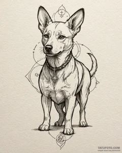 Tattoo sketch, loyal dog with protective stan... - эскиз тату (№1753188000_0, 22.07.2025 12:40) — Tatufoto.com