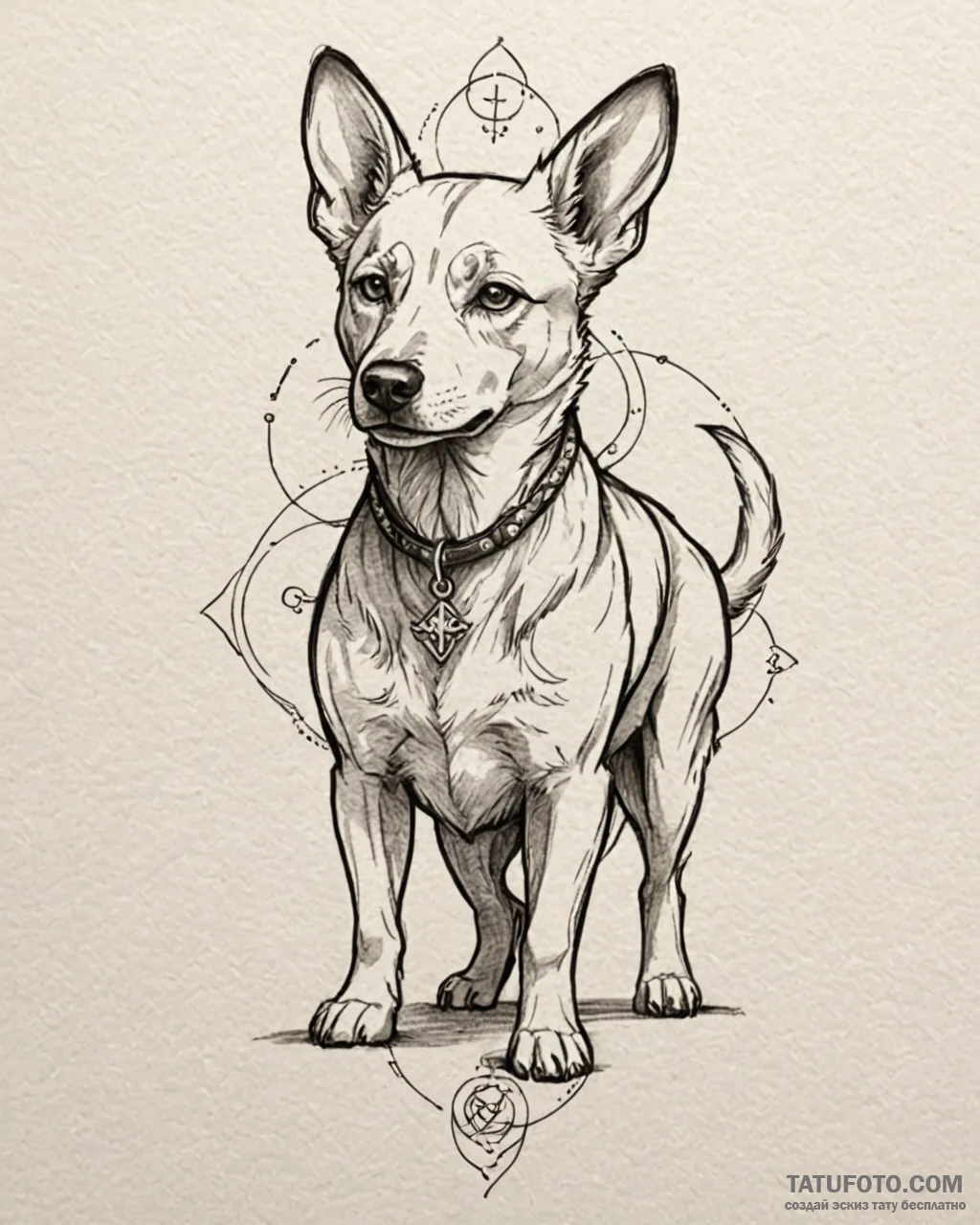Tattoo sketch, loyal dog with protective stan… — эскиз тату (№1753188000_0, 22.07.2025 12:40) — Tatufoto.com