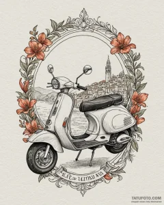 Tattoo sketch, luca and alberto riding vespa... - эскиз тату (№1753188426_0, 22.07.2025 12:47) — Tatufoto.com