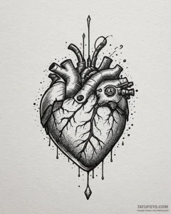 Tat tattoo sketch, pixelated heart beating wi... - эскиз тату (№1753188681_0, 22.07.2025 12:51) — Tatufoto.com