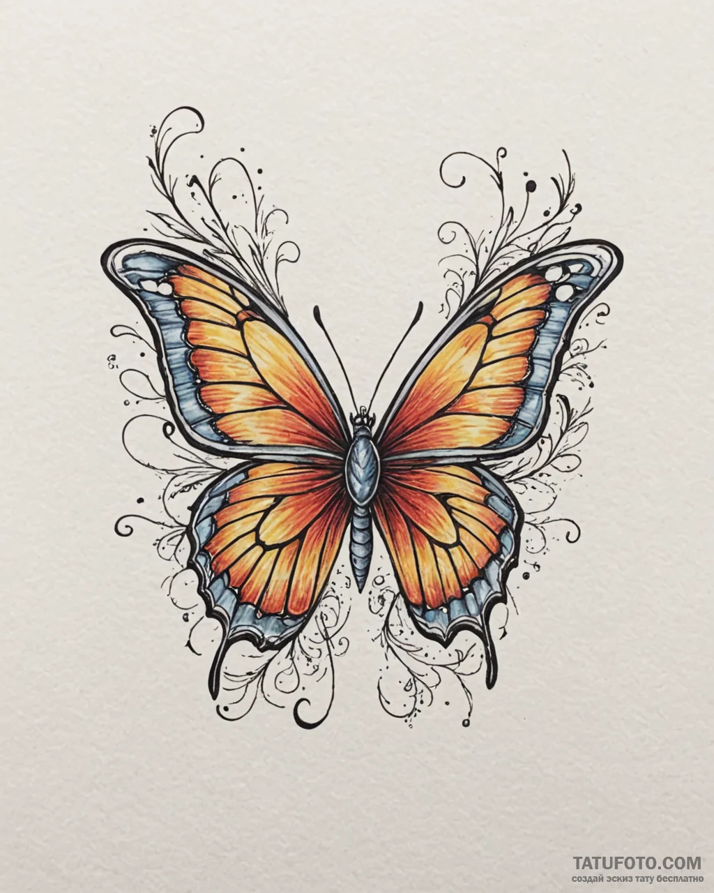 Tattoo sketch, paprika with butterfly wings,... - эскиз тату (№1753189028_0, 22.07.2025 12:57) — Tatufoto.com