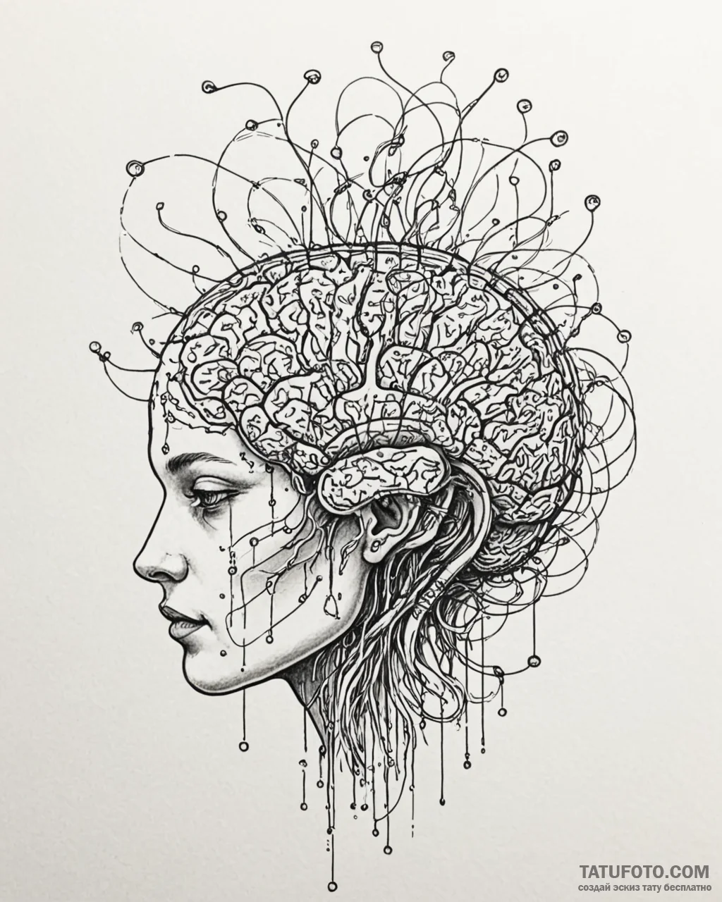 Tat tattoo sketch, flowing binary code transf… — эскиз тату (№1753189197_0, 22.07.2025 12:59) — Tatufoto.com