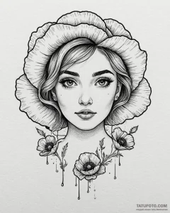 Tat tattoo sketch, poppy’s eyes sparkling wit... - эскиз тату (№1753189281_0, 22.07.2025 13:01) — Tatufoto.com