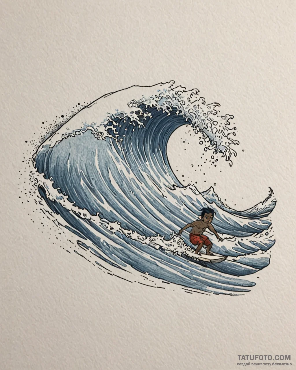 Tattoo sketch, lilo & stitch surfing on giant... - эскиз тату (№1753189366_0, 22.07.2025 13:02) — Tatufoto.com