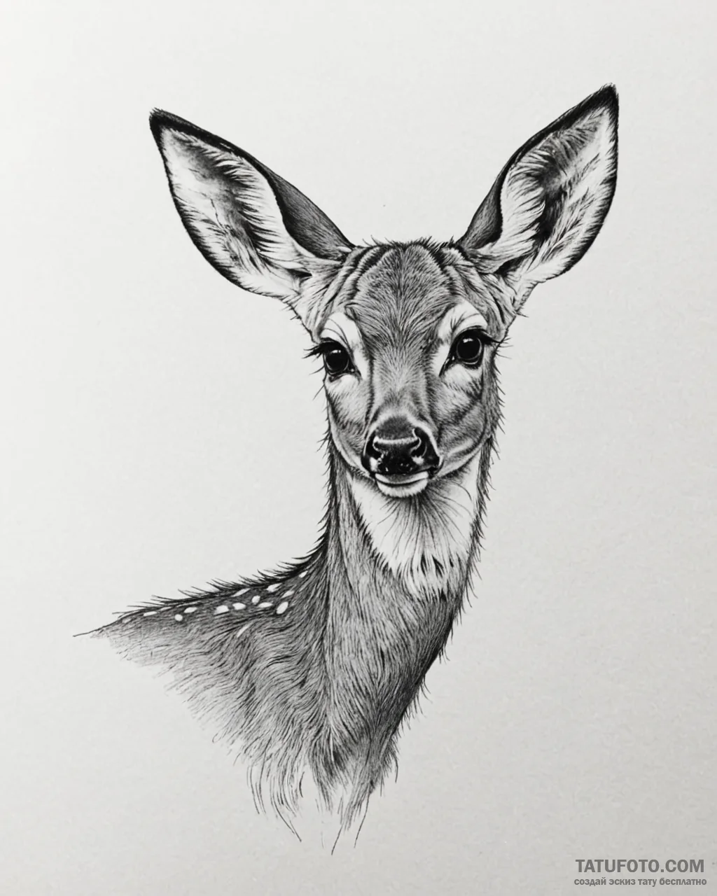 Tattoo sketch, bambi looking over shoulder, r... - эскиз тату (№1753189964_0, 22.07.2025 13:12) — Tatufoto.com