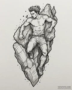 Tat tattoo sketch, rock climber gripping jagg... - эскиз тату (№1753190135_0, 22.07.2025 13:15) — Tatufoto.com