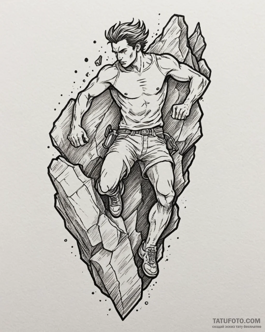 Tat tattoo sketch, rock climber gripping jagg… — эскиз тату (№1753190135_0, 22.07.2025 13:15) — Tatufoto.com