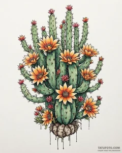 Tat tattoo sketch, cluster of desert cacti ad... - эскиз тату (№1753190305_0, 22.07.2025 13:18) — Tatufoto.com
