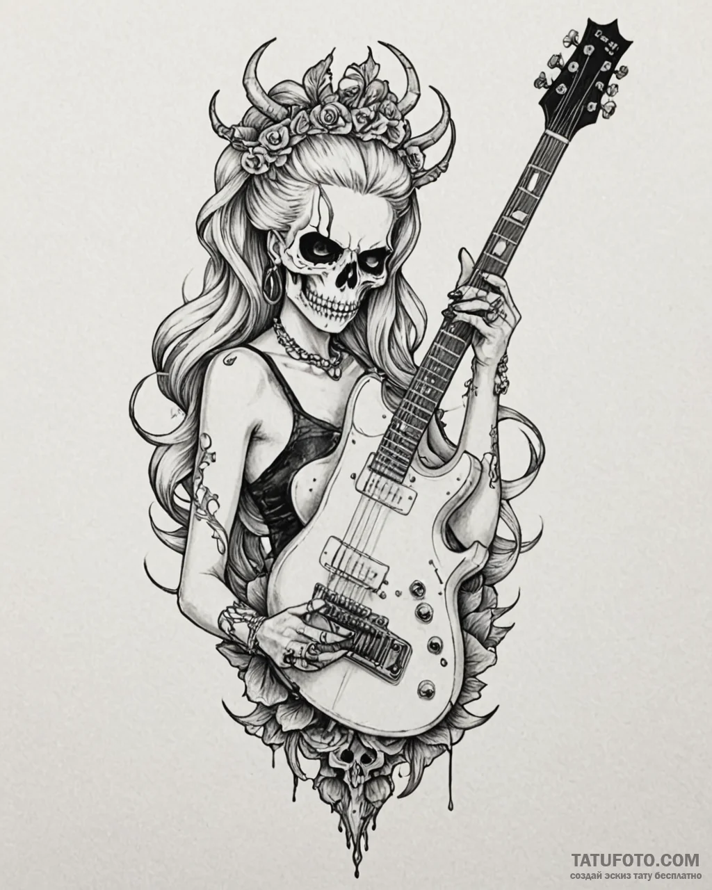 Tat tattoo sketch, queen barb with skull-shap… — эскиз тату (№1753190901_0, 22.07.2025 13:28) — Tatufoto.com