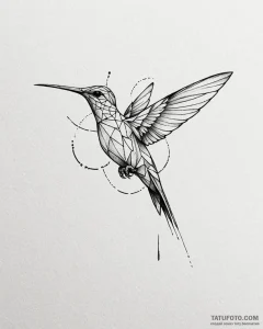 Tattoo sketch, geometric hummingbird with sha... - эскиз тату (№1753191070_0, 22.07.2025 13:31) — Tatufoto.com
