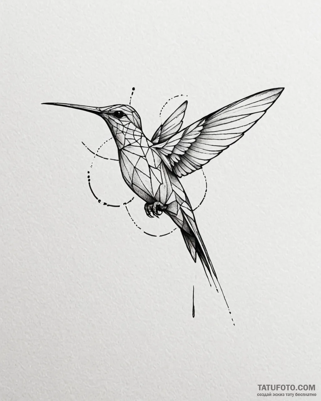 Tattoo sketch, geometric hummingbird with sha… — эскиз тату (№1753191070_0, 22.07.2025 13:31) — Tatufoto.com