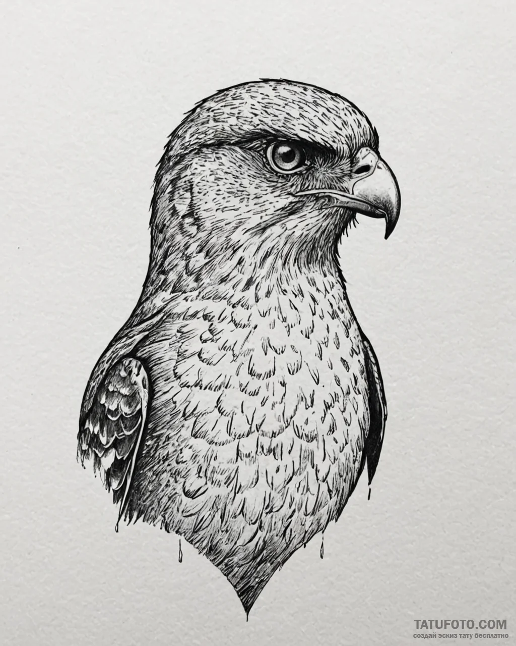 Tattoo sketch, sparrowhawk’s face half shadow... - эскиз тату (№1753191324_0, 22.07.2025 13:35) — Tatufoto.com