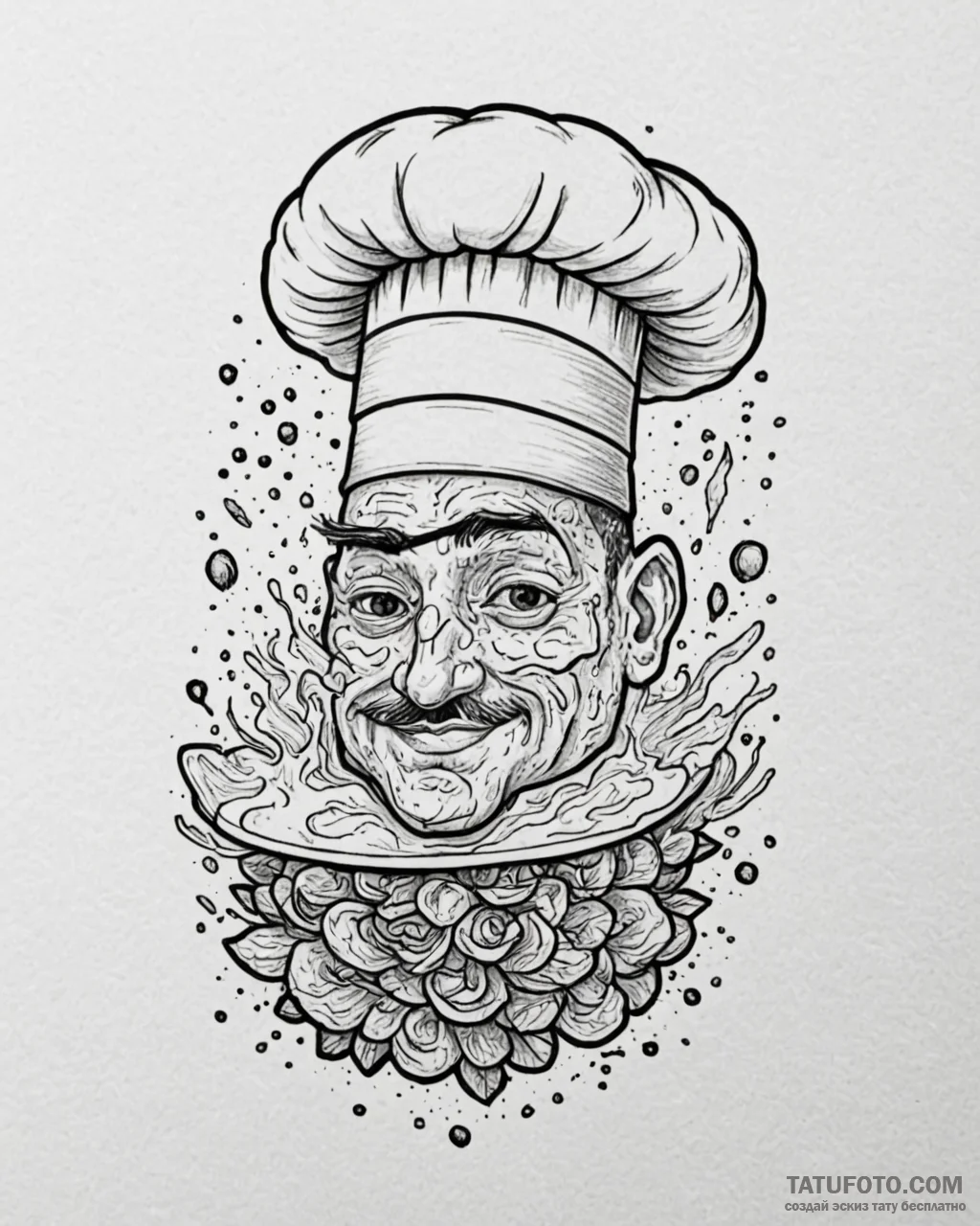 Eskiz.to, tattoo sketch, remy chef hat close-... - эскиз тату (№1753191577_0, 22.07.2025 13:39) — Tatufoto.com