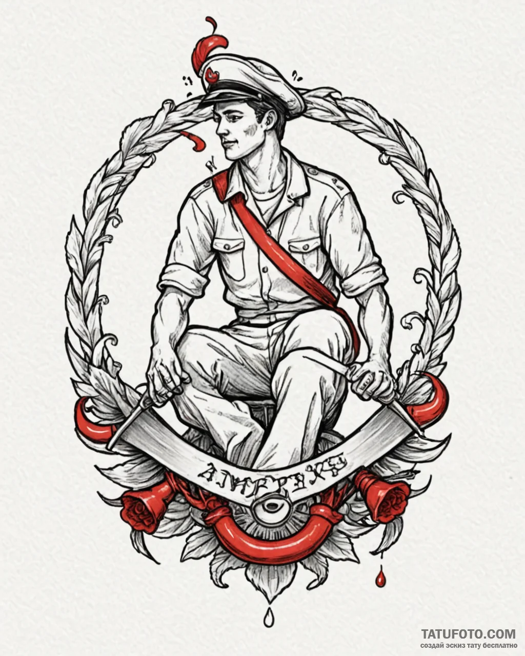 музыкант, ink illustration for tattoo, black… — эскиз тату (№1753191917_0, 22.07.2025 13:45) — Tatufoto.com