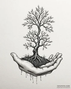 Tat tattoo sketch, entrepreneur’s hand planti... - эскиз тату (№1753192172_0, 22.07.2025 13:49) — Tatufoto.com