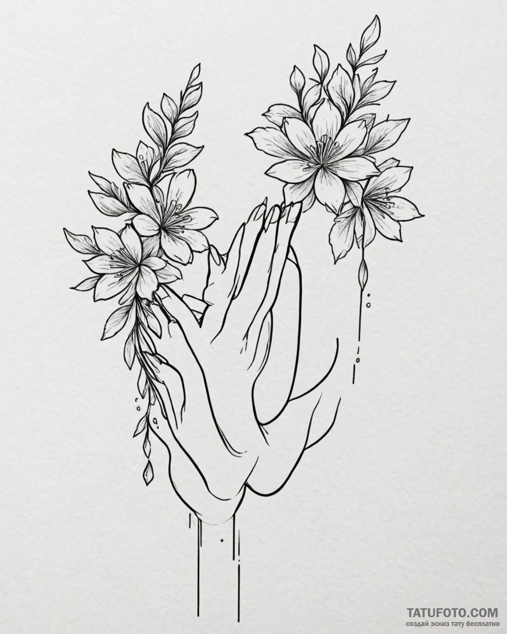 Tattoo sketch, isabela’s hands releasing a ca… — эскиз тату (№1753192684_0, 22.07.2025 13:58) — Tatufoto.com
