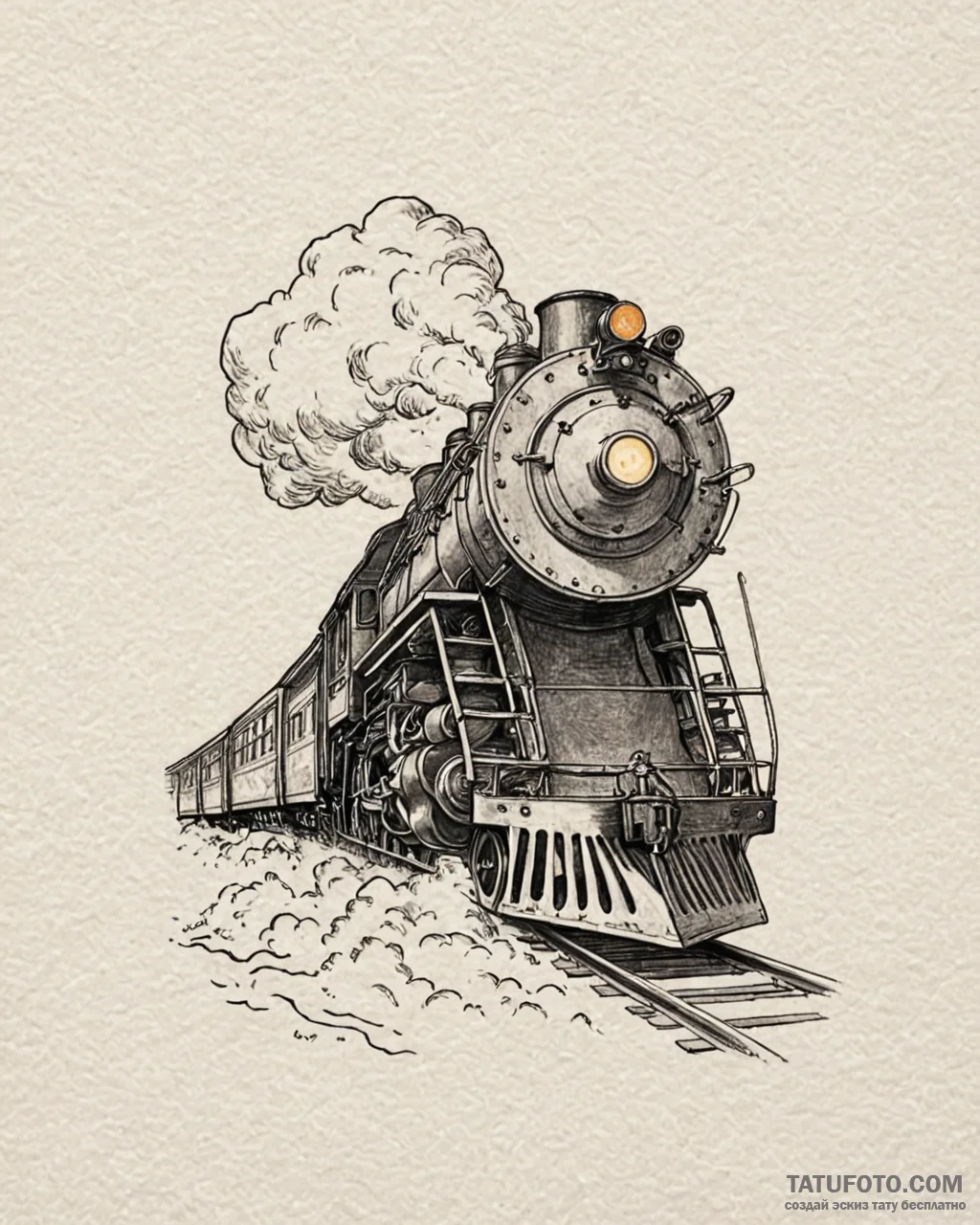 Tattoo sketch, polar express front view roari… — эскиз тату (№1753192768_0, 22.07.2025 13:59) — Tatufoto.com