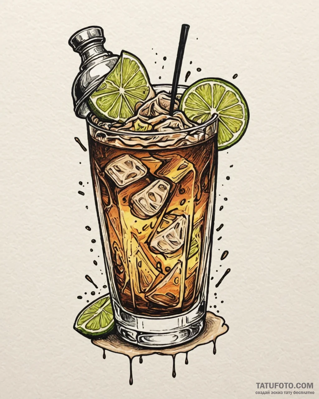 Tat tattoo sketch, bartender’s cocktail shake… — эскиз тату (№1753193786_0, 22.07.2025 14:16) — Tatufoto.com