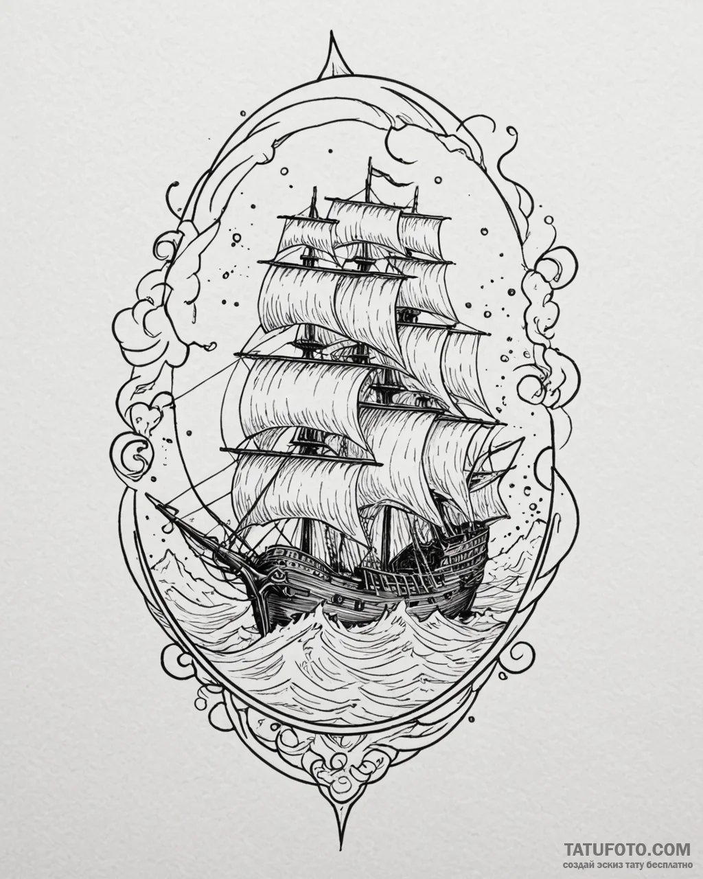 Tattoo sketch, treasure planet ship battle sc... - эскиз тату (№1753194040_0, 22.07.2025 14:20) — Tatufoto.com