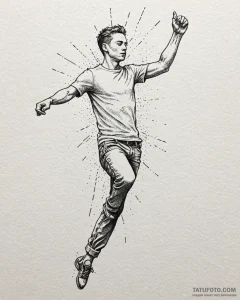 Tattoo sketch, joe dancing with spotlight glo... - эскиз тату (№1753194211_0, 22.07.2025 14:23) — Tatufoto.com