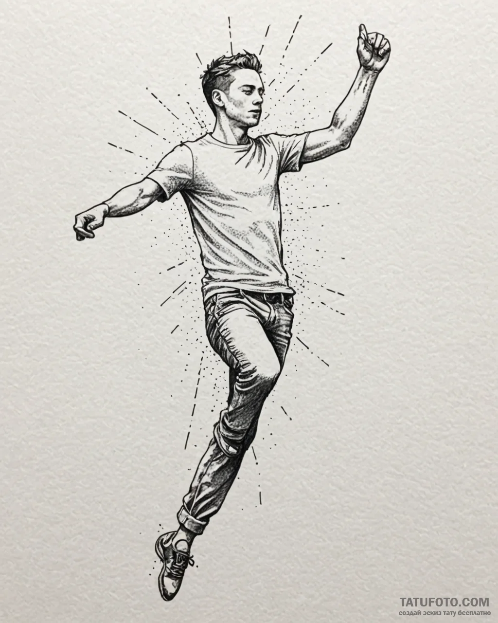 Tattoo sketch, joe dancing with spotlight glo... - эскиз тату (№1753194211_0, 22.07.2025 14:23) — Tatufoto.com
