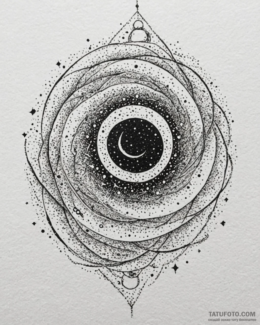 Tat tattoo sketch, black hole spiraling with... - эскиз тату (№1753196077_0, 22.07.2025 14:54) — Tatufoto.com