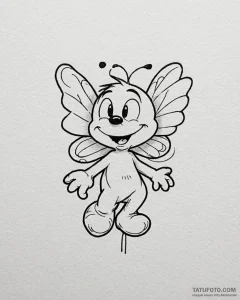 Tattoo sketch, clumsy smurf with butterfly la... - эскиз тату (№1753196415_0, 22.07.2025 15:00) — Tatufoto.com