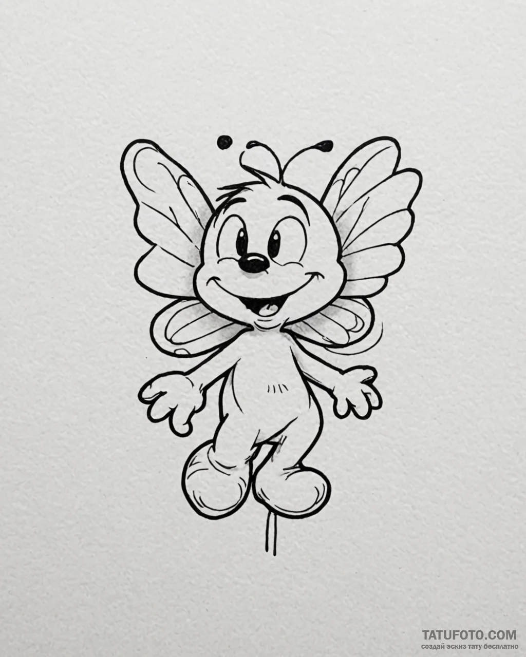 Tattoo sketch, clumsy smurf with butterfly la… — эскиз тату (№1753196415_0, 22.07.2025 15:00) — Tatufoto.com