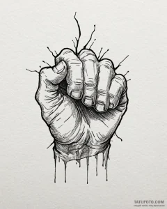 Tattoo sketch, ralph’s giant fist with cracks... - эскиз тату (№1753197265_0, 22.07.2025 15:14) — Tatufoto.com
