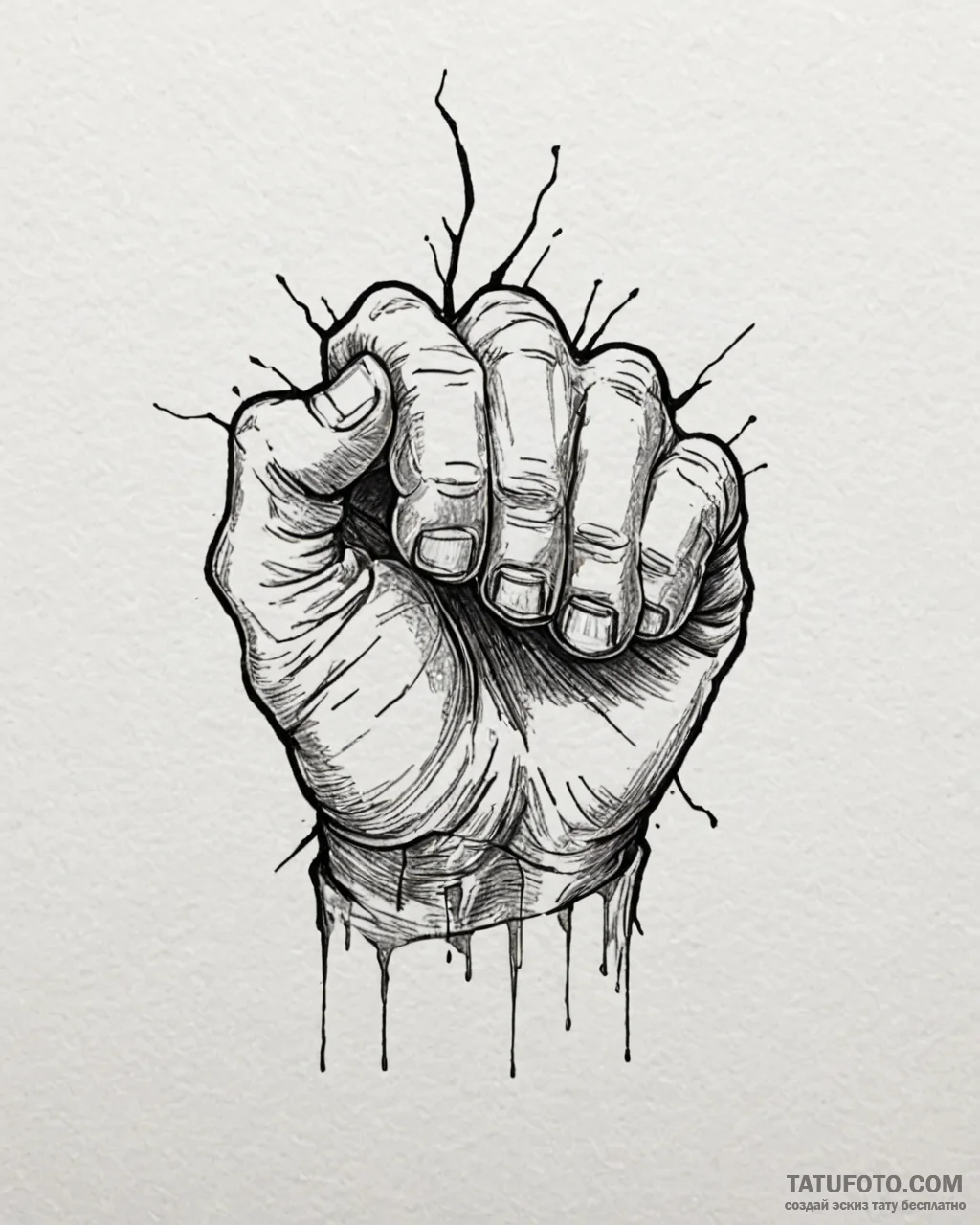 Tattoo sketch, ralph’s giant fist with cracks… — эскиз тату (№1753197265_0, 22.07.2025 15:14) — Tatufoto.com