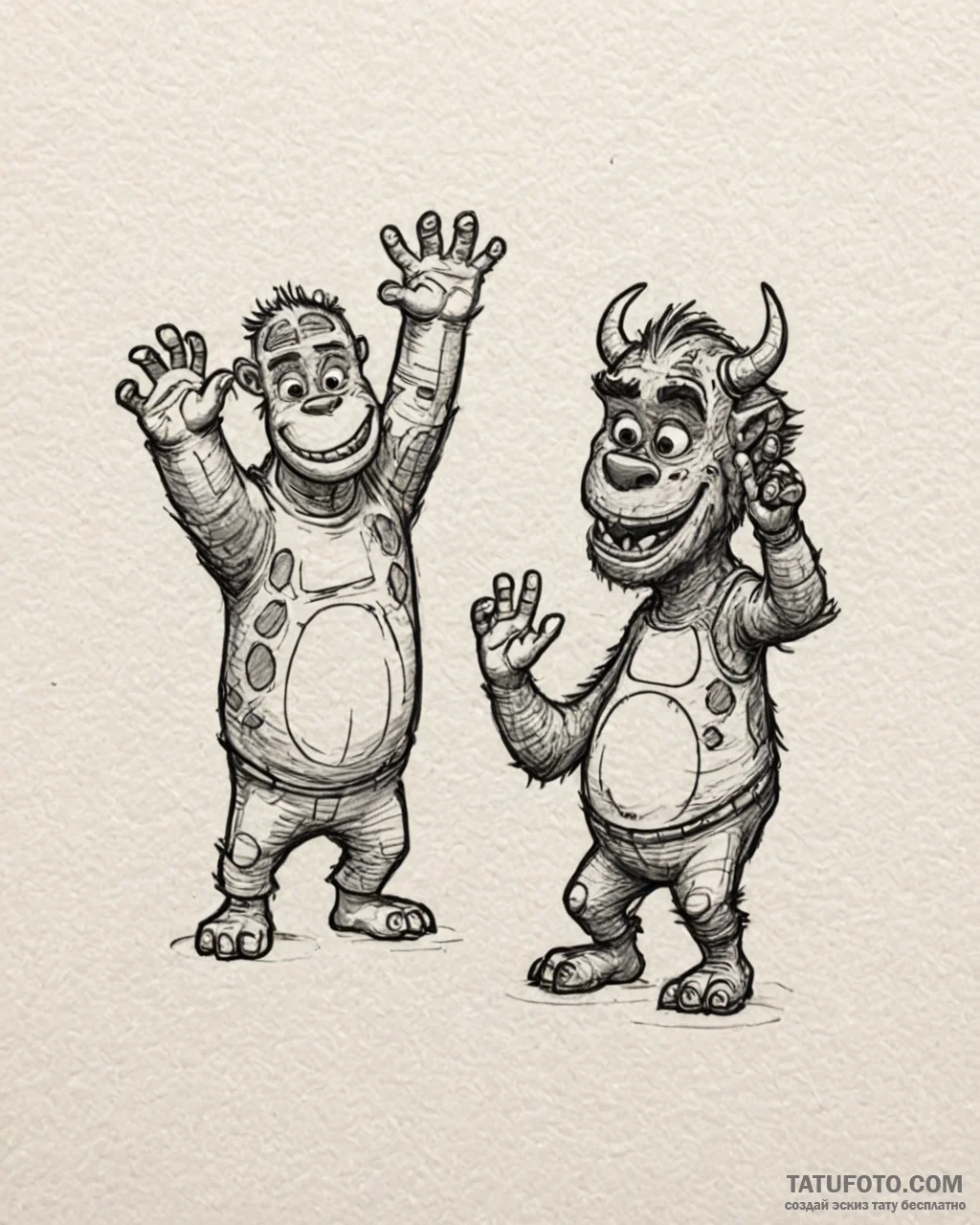 Eskiz.to, tattoo sketch, sulley and mike high… — эскиз тату (№1753198114_0, 22.07.2025 15:28) — Tatufoto.com