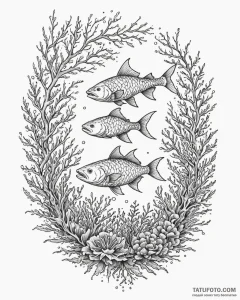 Tattoo sketch, flowing seaweed and coral form... - эскиз тату (№1753198199_0, 22.07.2025 15:29) — Tatufoto.com