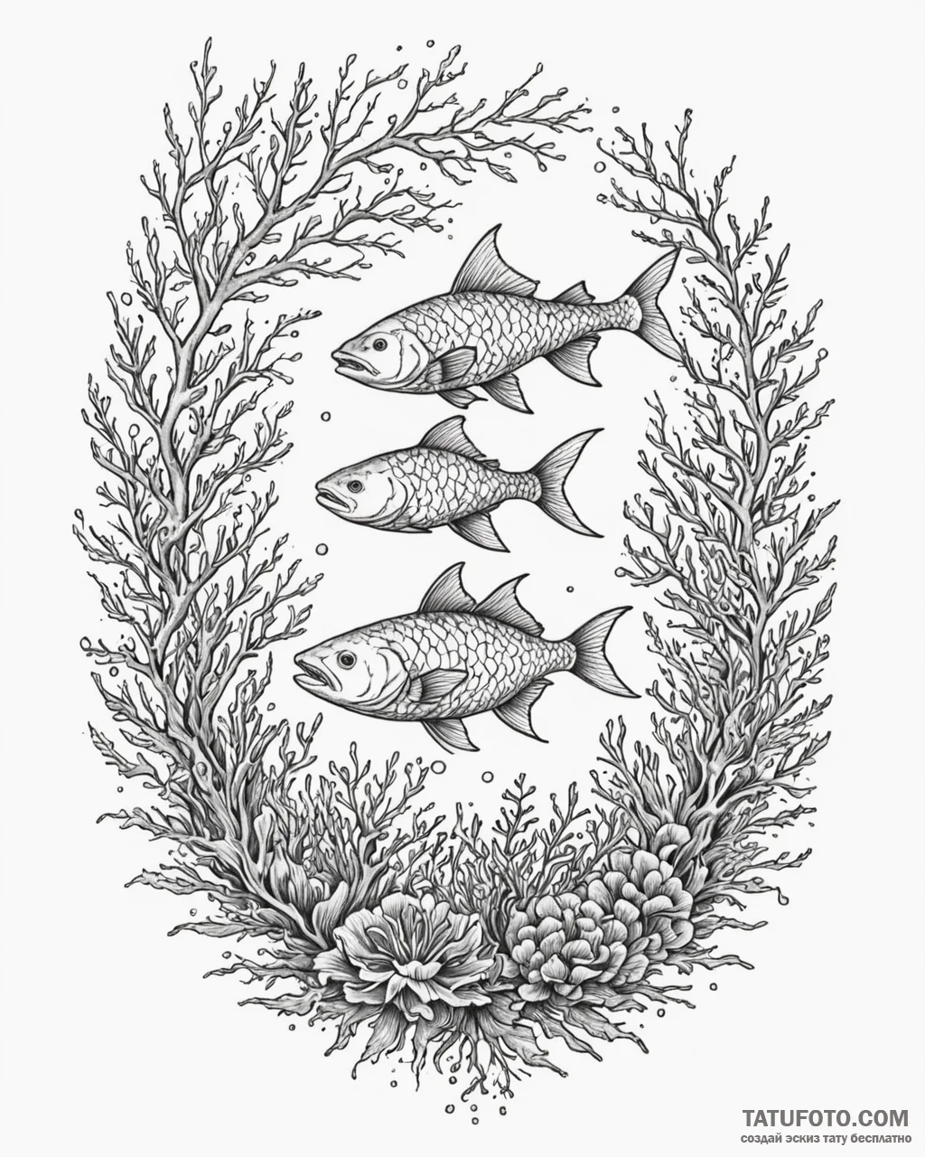 Tattoo sketch, flowing seaweed and coral form… — эскиз тату (№1753198199_0, 22.07.2025 15:29) — Tatufoto.com