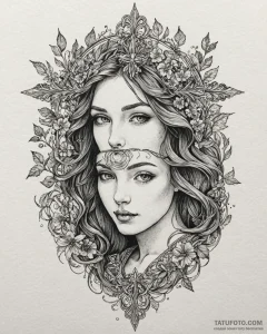 портреты с элементами природы, concept art fo... - эскиз тату (№1753198878_0, 22.07.2025 15:41) — Tatufoto.com
