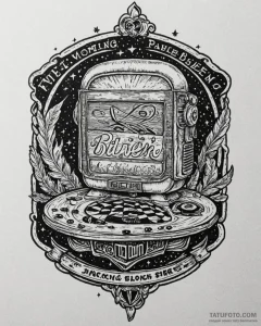 Tat tattoo sketch, retro diner sign glowing u... - эскиз тату (№1753199217_0, 22.07.2025 15:46) — Tatufoto.com