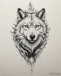 Tat tattoo sketch, magical wolf with glowing... - эскиз тату (№1753199556_0, 22.07.2025 15:52) — Tatufoto.com