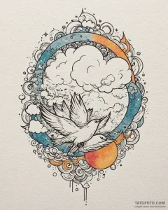 небесные птицы и облака, artistic tattoo sket... - эскиз тату (№1753199641_0, 22.07.2025 15:54) — Tatufoto.com