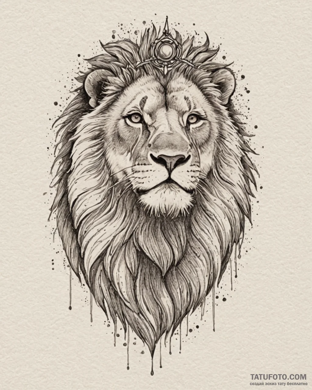 Tat tattoo sketch, majestic lion with saintly... - эскиз тату (№1753200235_0, 22.07.2025 16:03) — Tatufoto.com