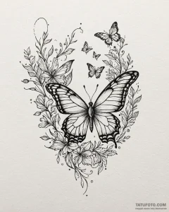Tattoo sketch, koda chasing butterflies, live... - эскиз тату (№1753200406_0, 22.07.2025 16:06) — Tatufoto.com
