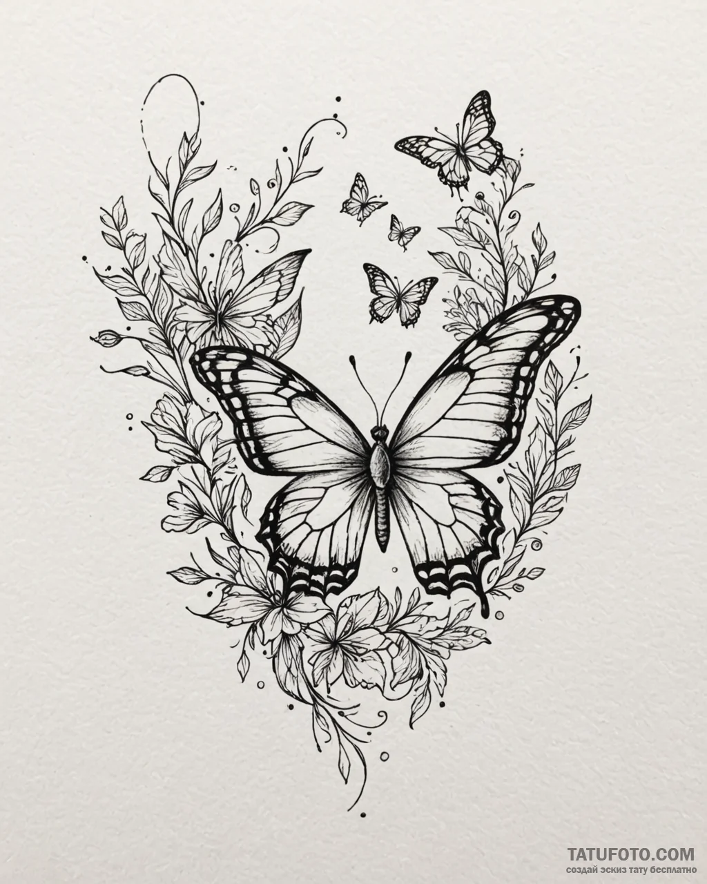 Tattoo sketch, koda chasing butterflies, live... - эскиз тату (№1753200406_0, 22.07.2025 16:06) — Tatufoto.com