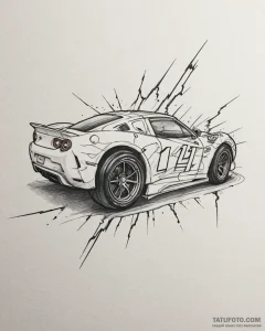Tattoo sketch, lightning mcqueen close-up wit... - эскиз тату (№1753200831_0, 22.07.2025 16:13) — Tatufoto.com