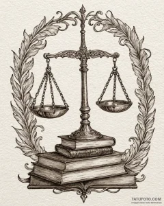 Tat tattoo sketch, lawyer’s scales balanced o... - эскиз тату (№1753200916_0, 22.07.2025 16:15) — Tatufoto.com
