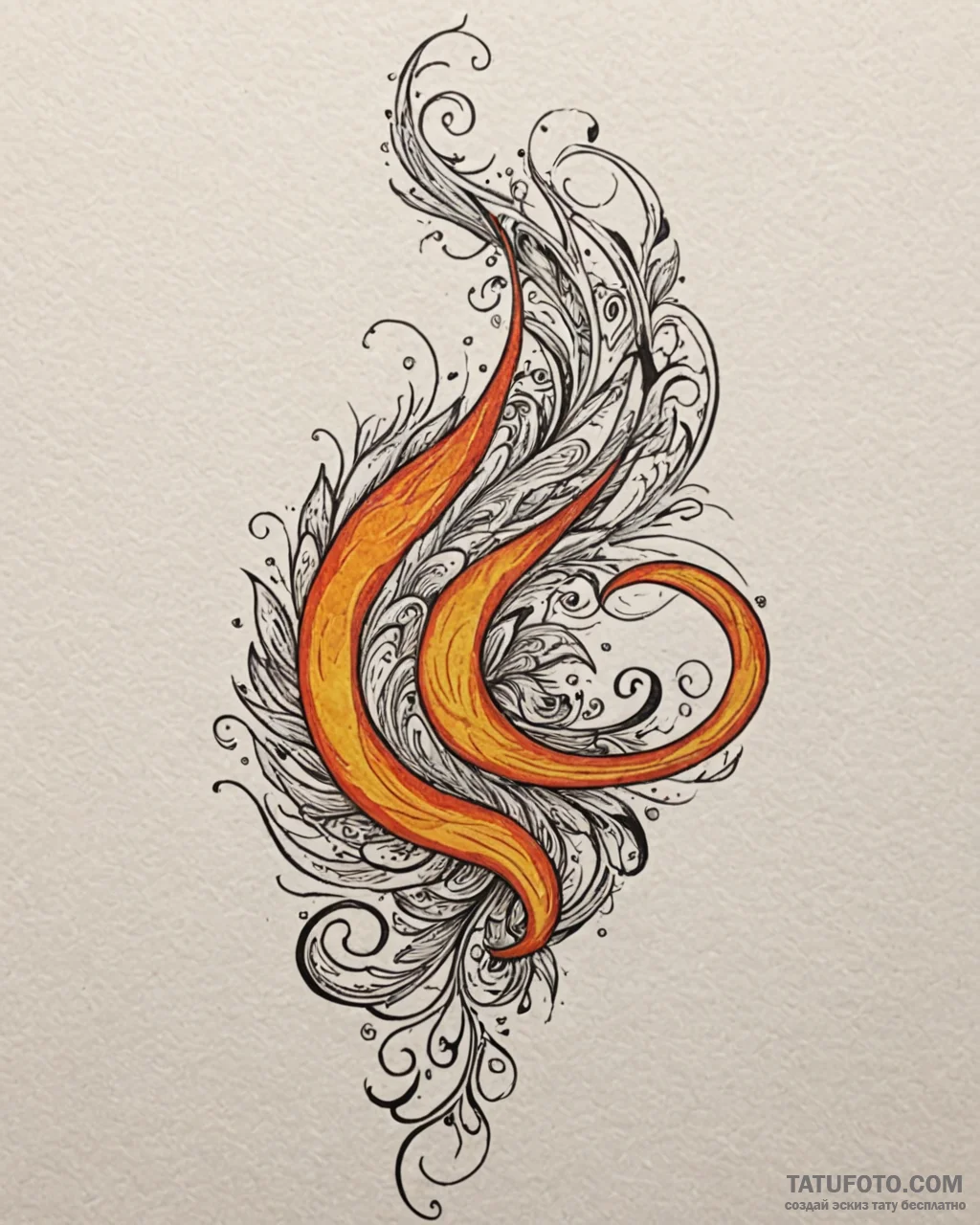 Tat tattoo sketch, fiery smoke twirling upwar… — эскиз тату (№1753201000_0, 22.07.2025 16:16) — Tatufoto.com