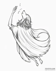 Tattoo sketch, howl’s cape fluttering in wind... - эскиз тату (№1753201269_0, 22.07.2025 16:21) — Tatufoto.com