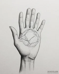 Tattoo sketch, katie’s hand reaching for glow... - эскиз тату (№1753201350_0, 22.07.2025 16:22) — Tatufoto.com