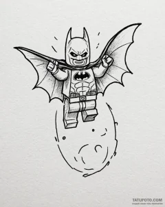 Tat tattoo sketch, batman lego throwing batar... - эскиз тату (№1753201434_0, 22.07.2025 16:23) — Tatufoto.com