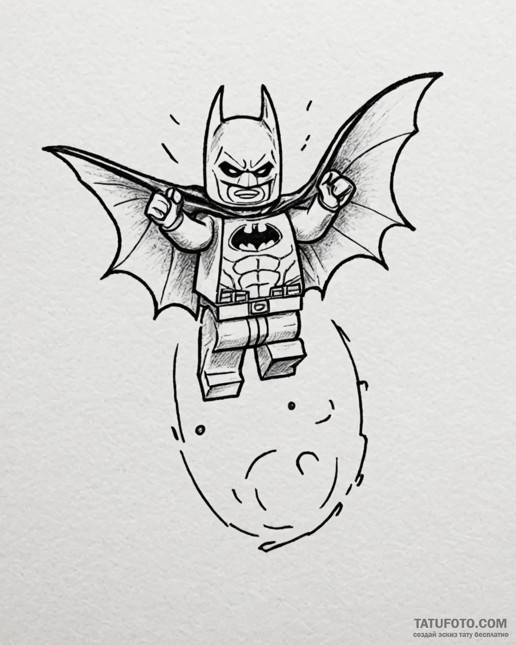 Tat tattoo sketch, batman lego throwing batar... - эскиз тату (№1753201434_0, 22.07.2025 16:23) — Tatufoto.com