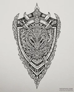 Tattoo sketch, viking shield with nordic patt... - эскиз тату (№1753201605_0, 22.07.2025 16:26) — Tatufoto.com