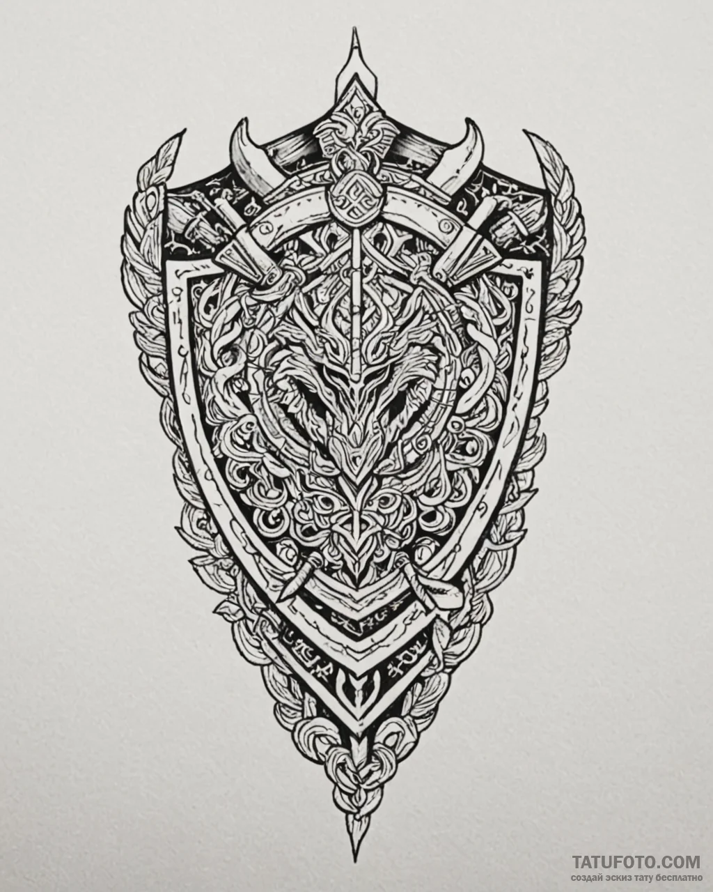 Tattoo sketch, viking shield with nordic patt... - эскиз тату (№1753201605_0, 22.07.2025 16:26) — Tatufoto.com