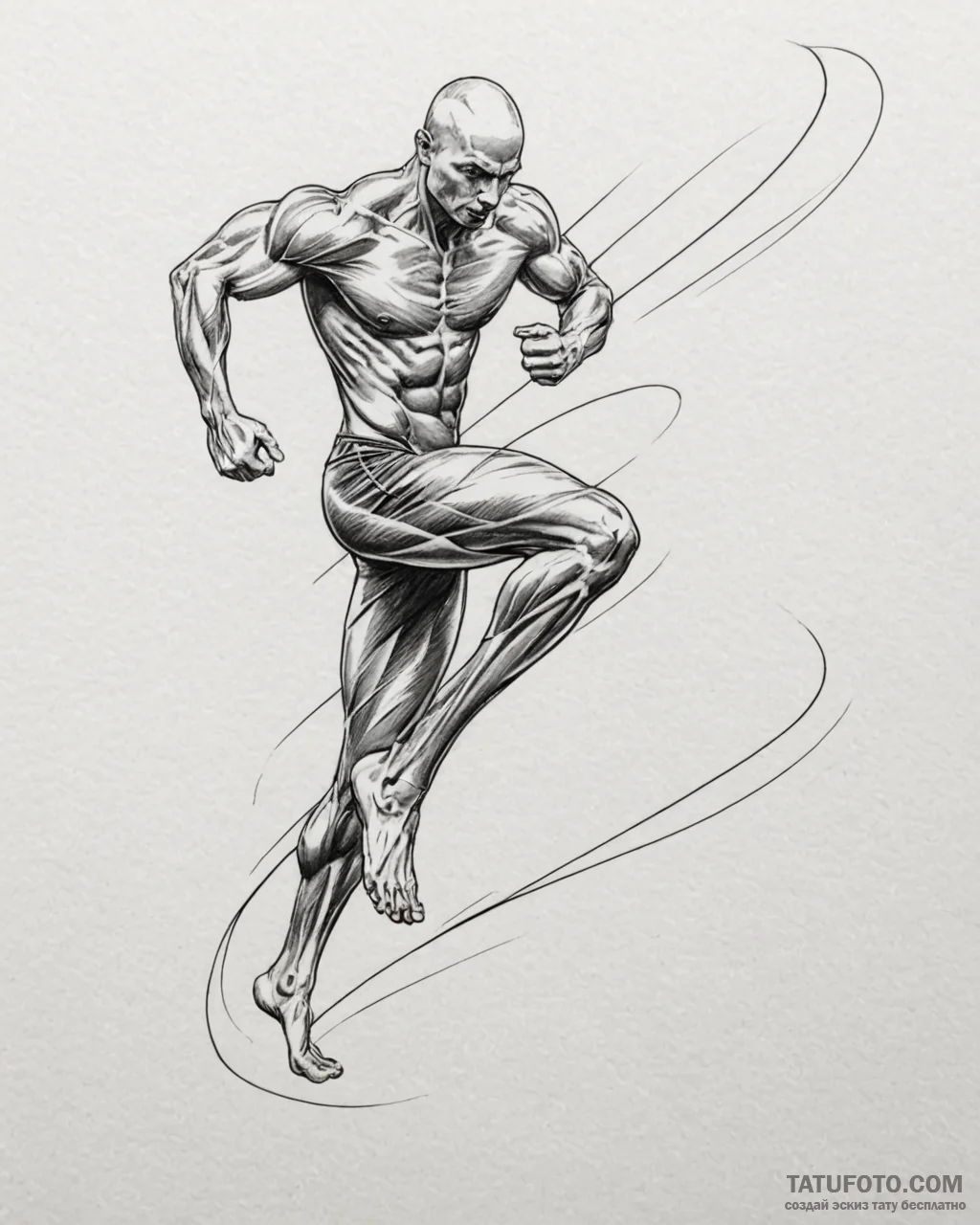 Tat tattoo sketch, sprinter’s leg muscles wit... - эскиз тату (№1753201690_0, 22.07.2025 16:28) — Tatufoto.com